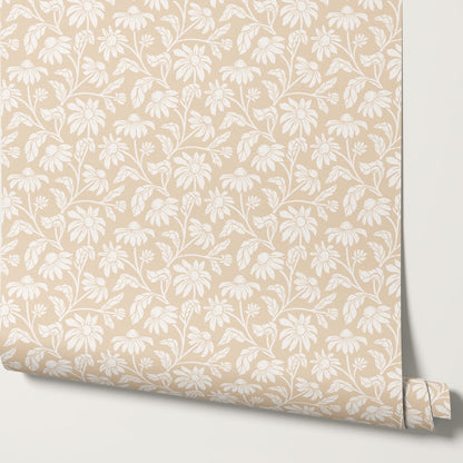 Isabelle Floral Garden Pearl Wallpaper