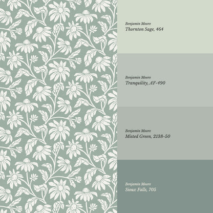 Isabelle Floral Garden Sage Wallpaper