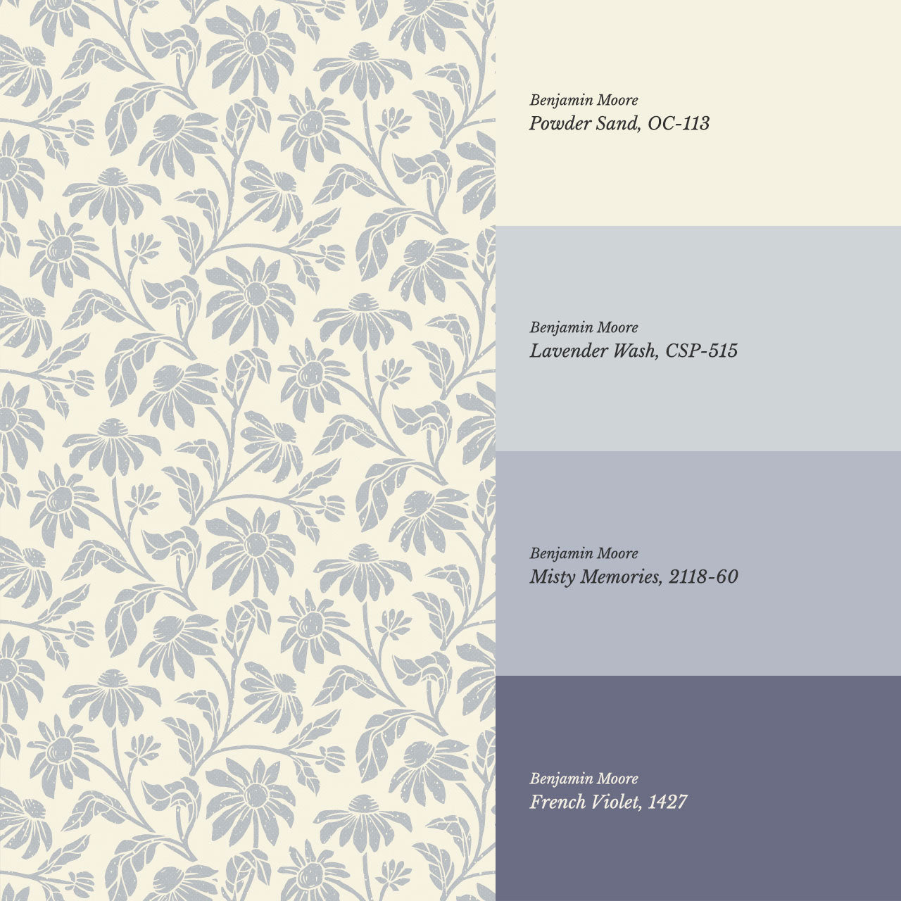 Isabelle Floral Garden Soft Lavender Wallpaper