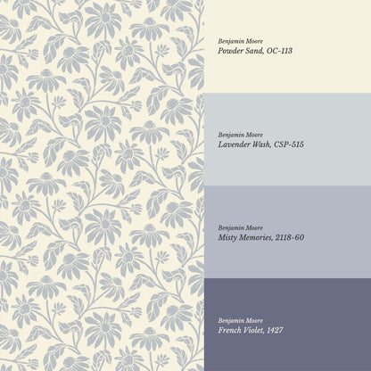 Isabelle Floral Garden Soft Lavender Wallpaper