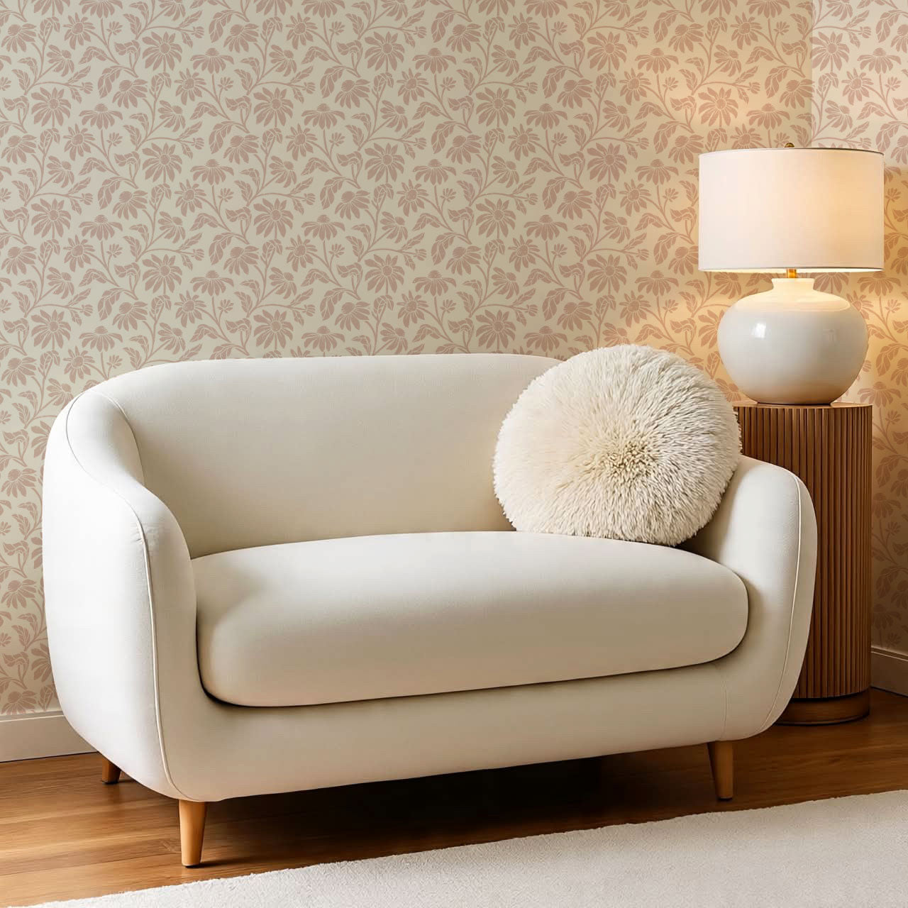 Isabelle Floral Garden Soft Pink Wallpaper