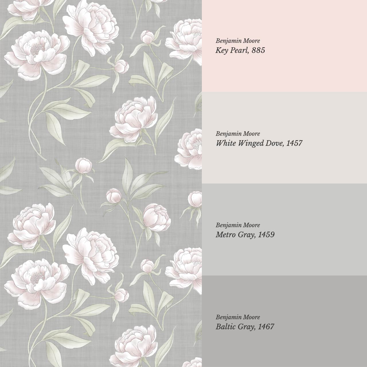 Ilaria Large Peonies Dove Gray Blush Wallpaper