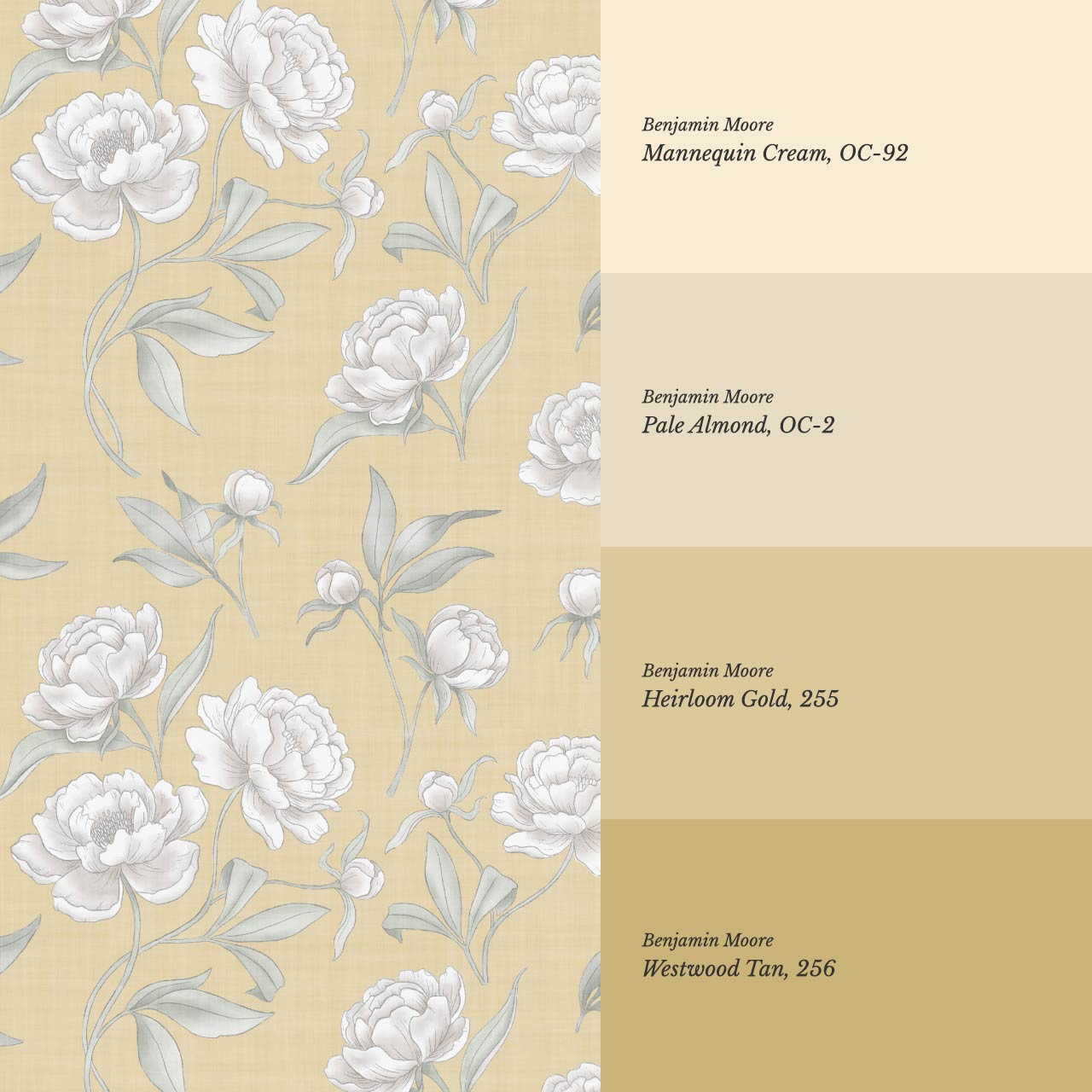 Ilaria Large Peonies Honey Yellow Wallpaper