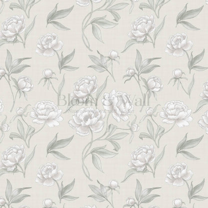 Ilaria Large Peonies Sage Cream Wallpaper