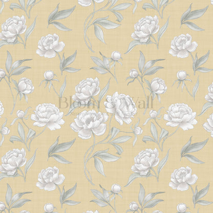 Ilaria Large Peonies Honey Yellow Wallpaper