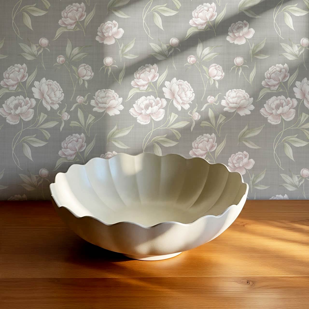 Ilaria Large Peonies Dove Gray Blush Wallpaper