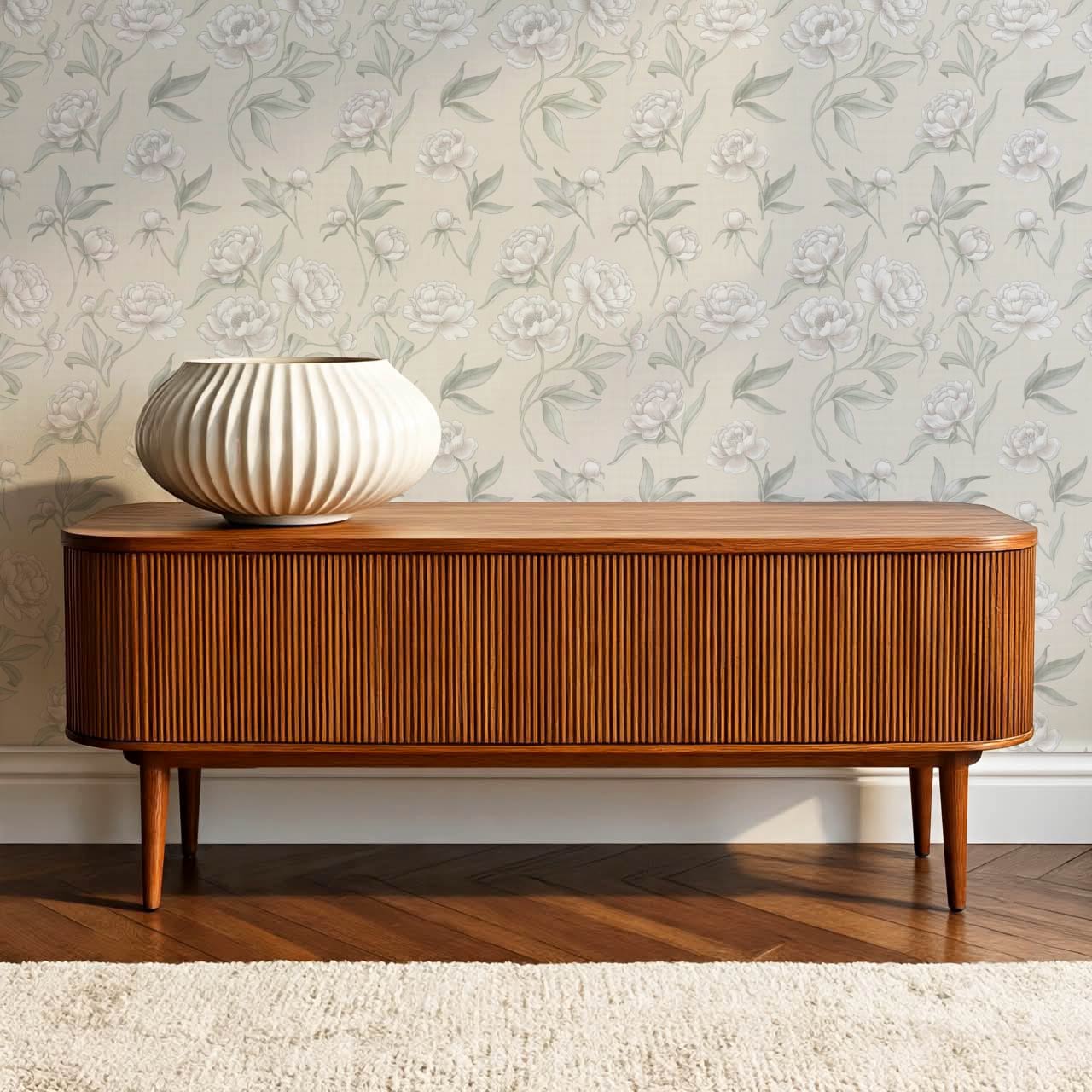 Ilaria Large Peonies Sage Cream Wallpaper