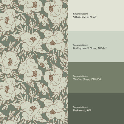 Indra Poppy Forest Mint Wallpaper