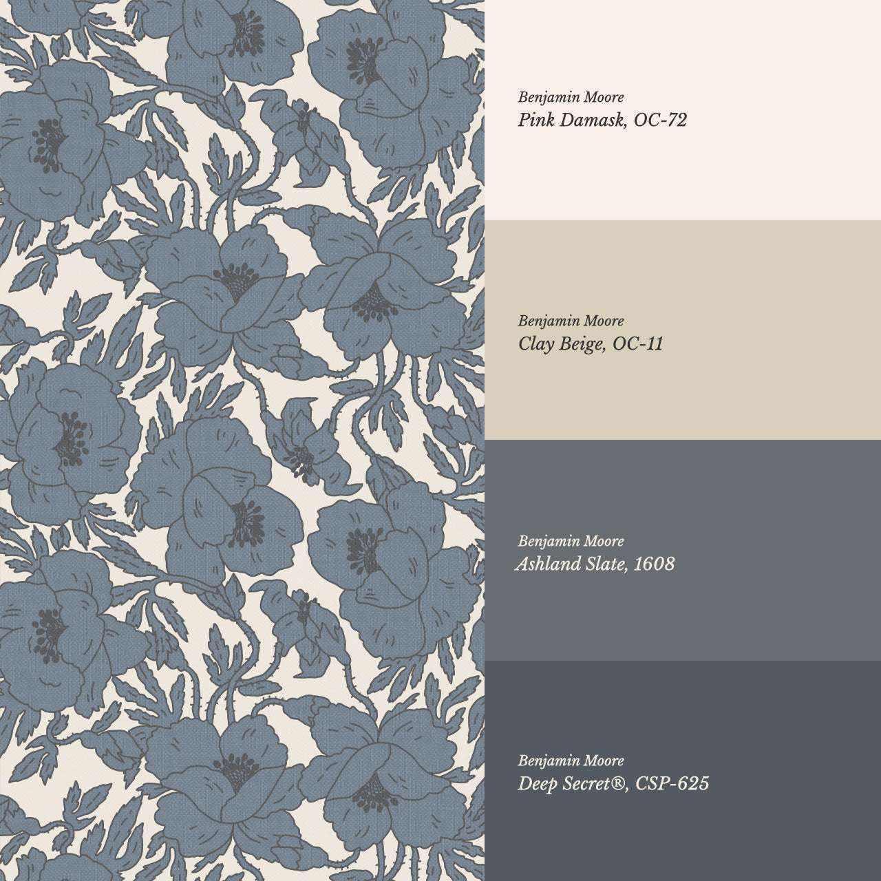 Indra Poppy Slate Wallpaper