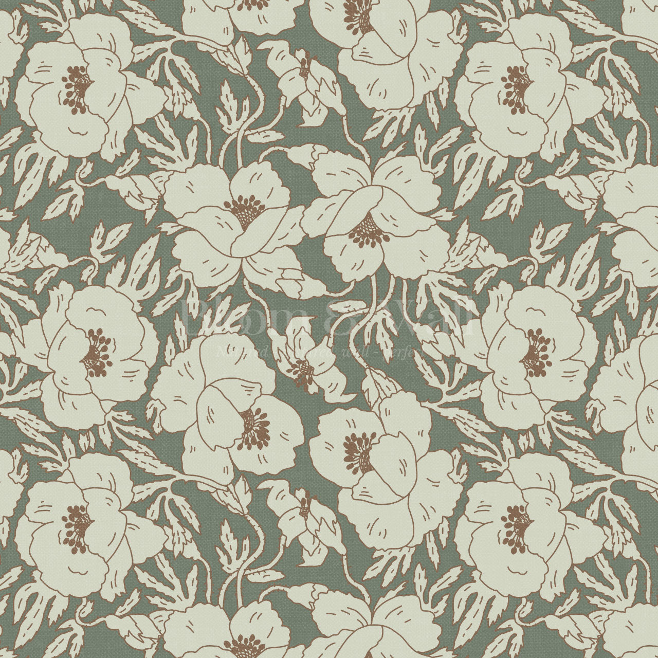 Indra Poppy Forest Mint Wallpaper