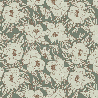 Indra Poppy Forest Mint Wallpaper