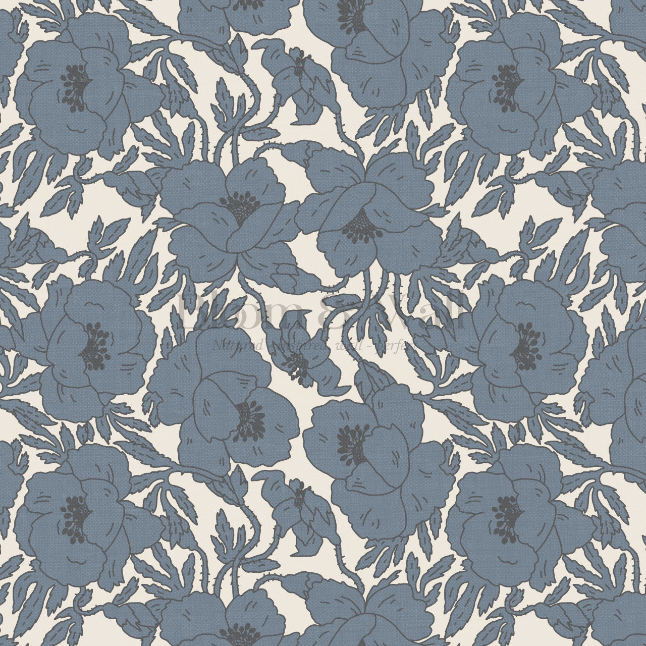 Indra Poppy Slate Wallpaper