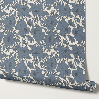 Indra Poppy Slate Wallpaper