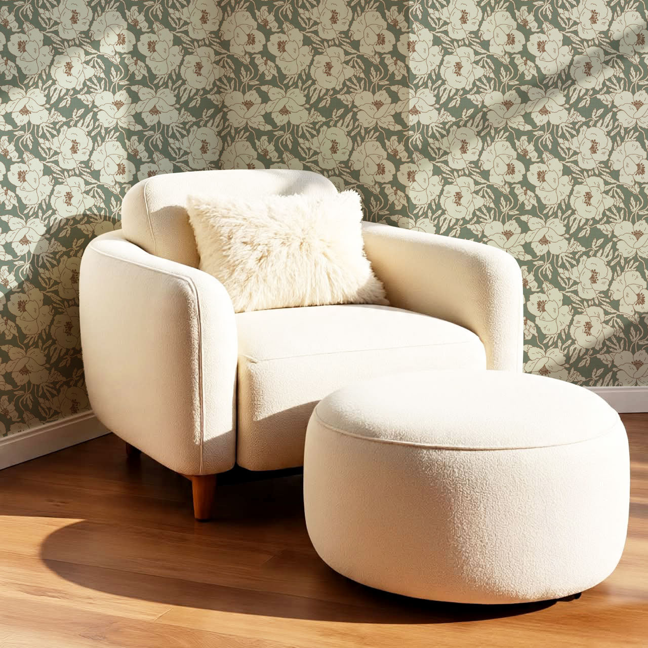 Indra Poppy Forest Mint Wallpaper
