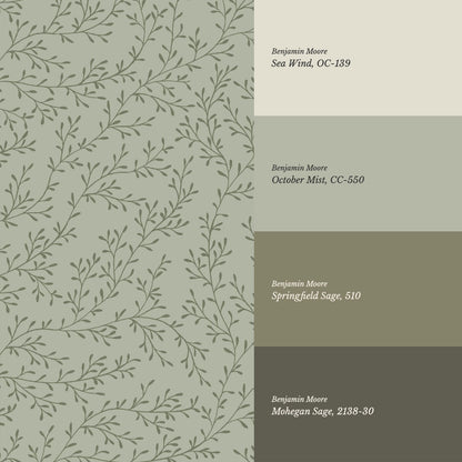 Ines Delicate Vines Forest Green Wallpaper