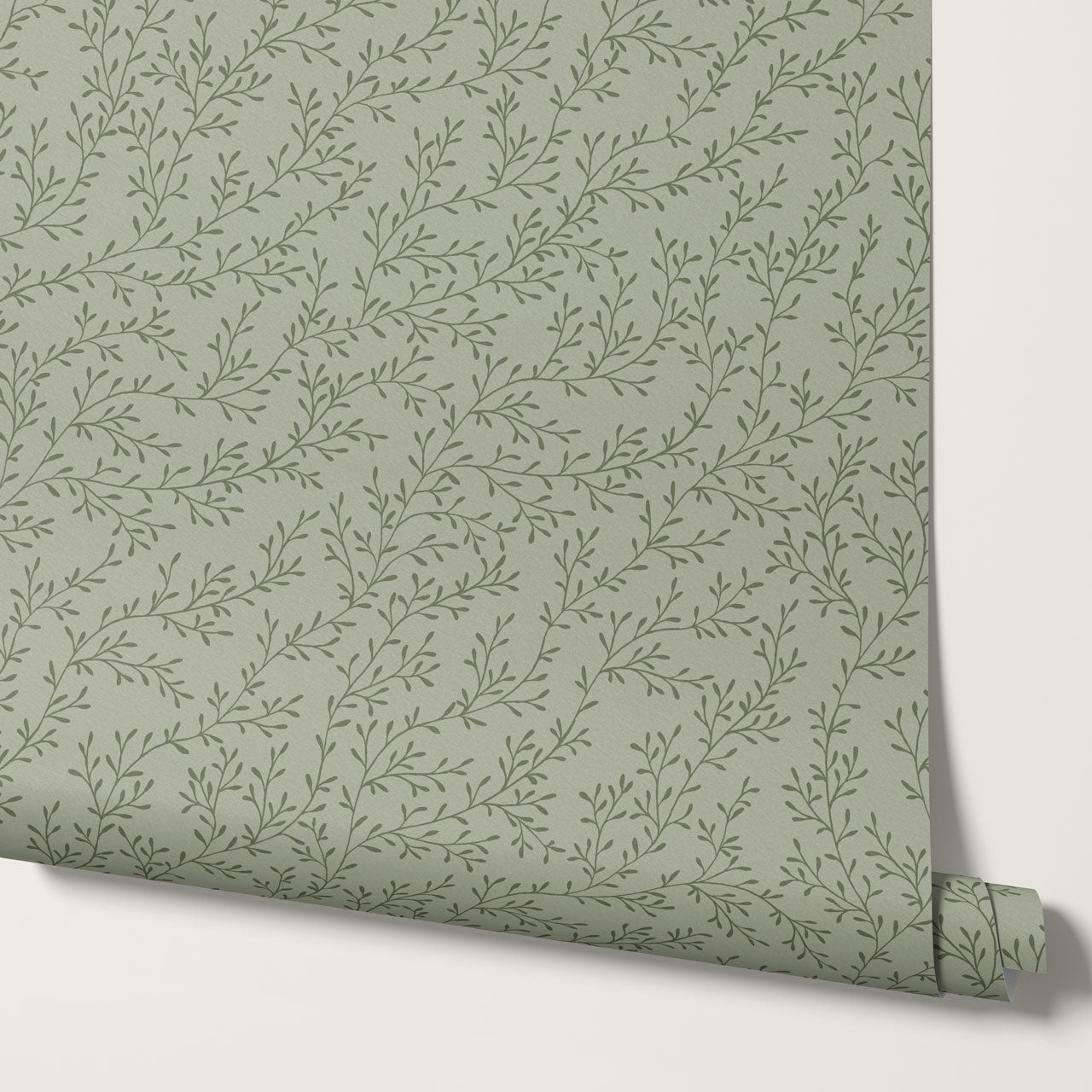 Ines Delicate Vines Forest Green Wallpaper