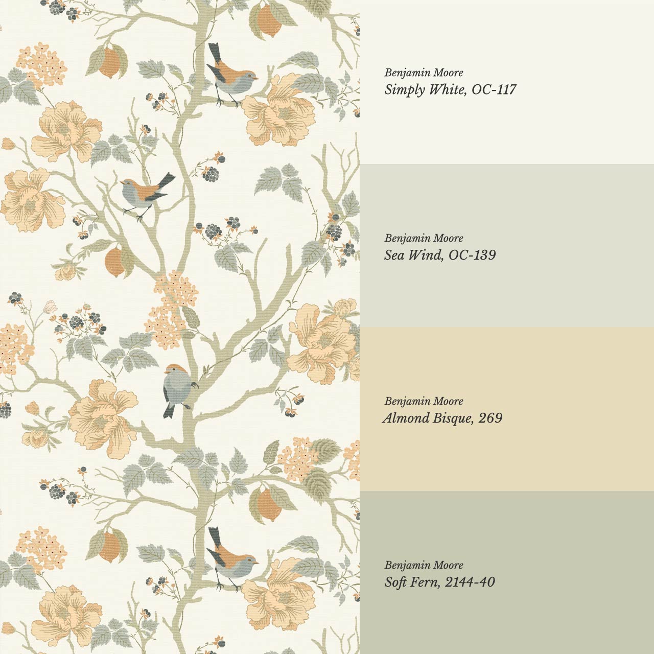 Ingrid Chinoiserie Sage Orange Wallpaper
