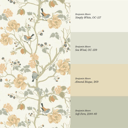 Ingrid Chinoiserie Sage Orange Wallpaper