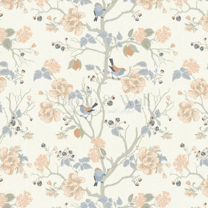 Ingrid Chinoiserie Coral Sky Wallpaper