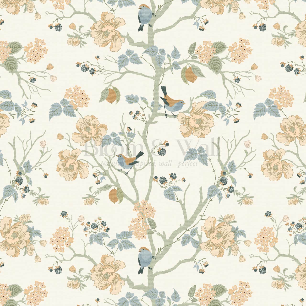 Ingrid Chinoiserie Sage Sky Wallpaper