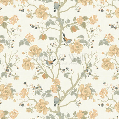 Ingrid Chinoiserie Sage Orange Wallpaper