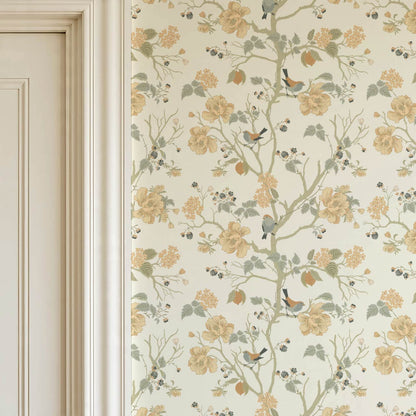 Ingrid Chinoiserie Sage Orange Wallpaper