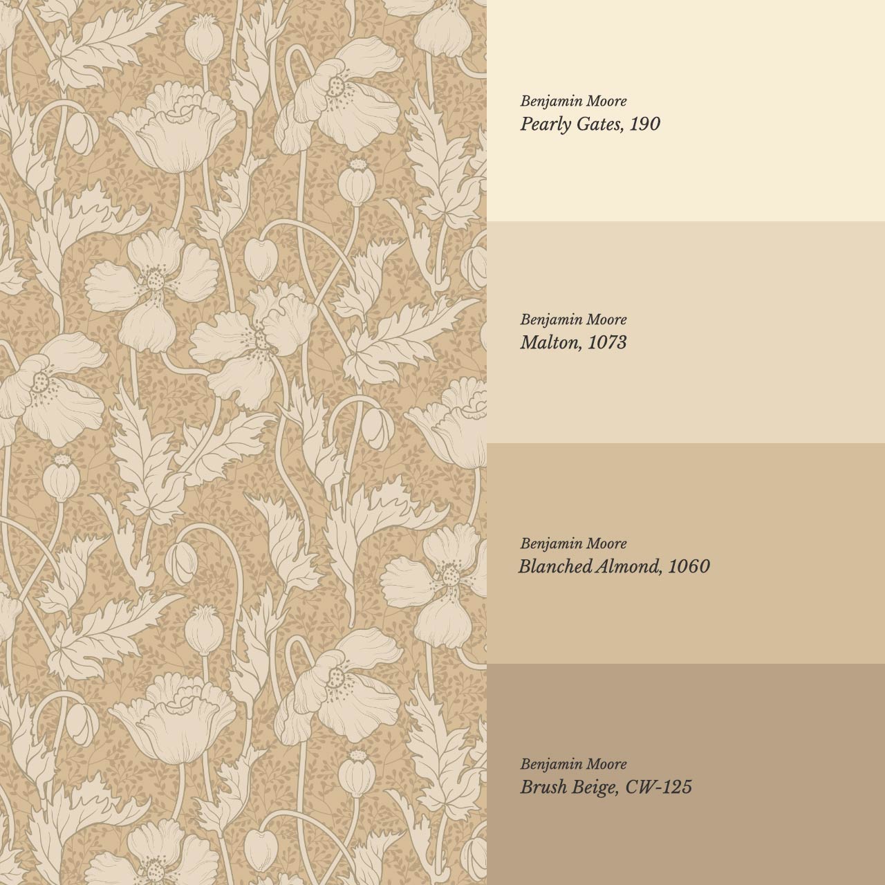 Astrella Poppy Tawny Cream Wallpaper