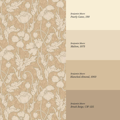 Astrella Poppy Tawny Cream Wallpaper