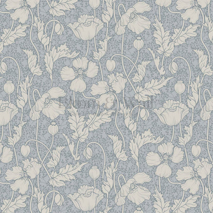 Astrella Poppy French Blue Ivory Wallpaper