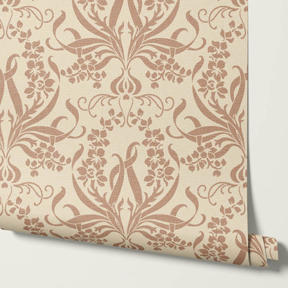 Ira Bulb Bloom Garden Clay Almond Wallpaper