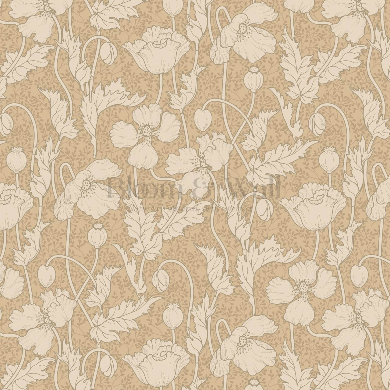 Astrella Poppy Tawny Cream Wallpaper