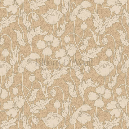 Astrella Poppy Tawny Cream Wallpaper