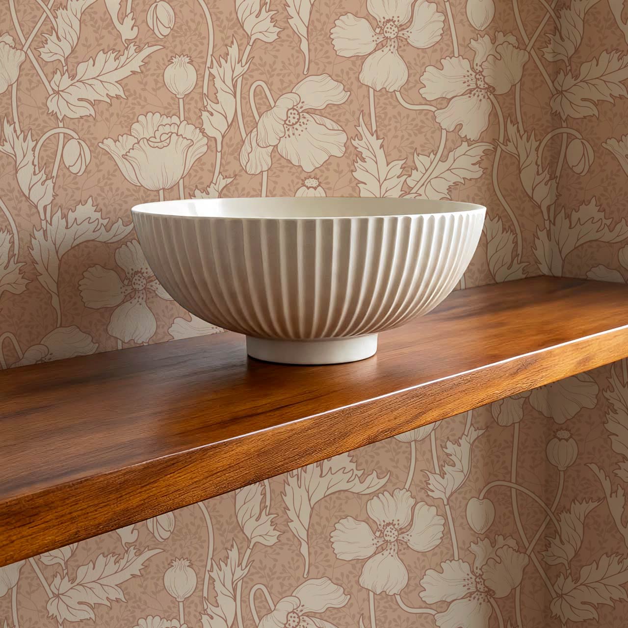 Astrella Poppy Clay Beige Wallpaper