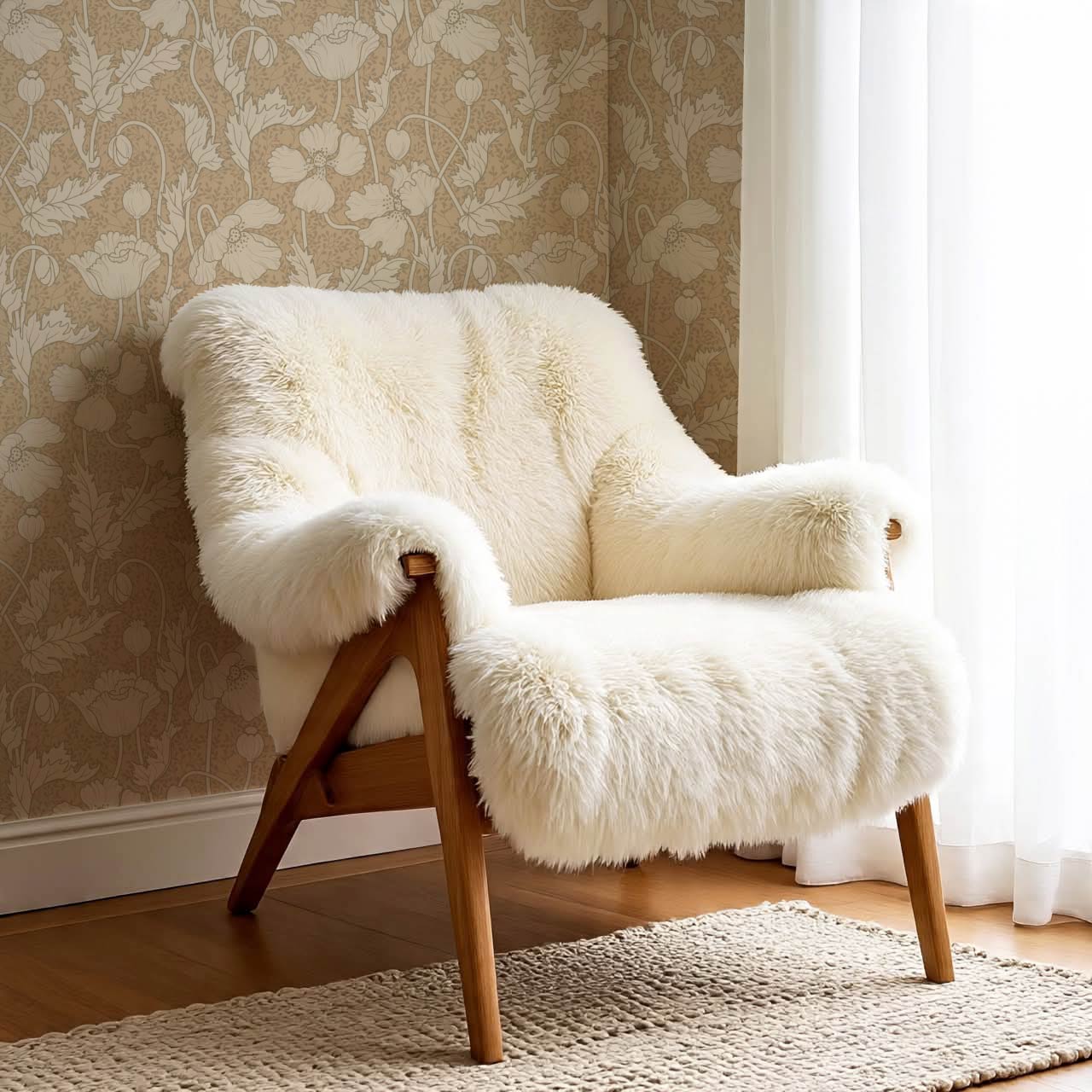Astrella Poppy Tawny Cream Wallpaper