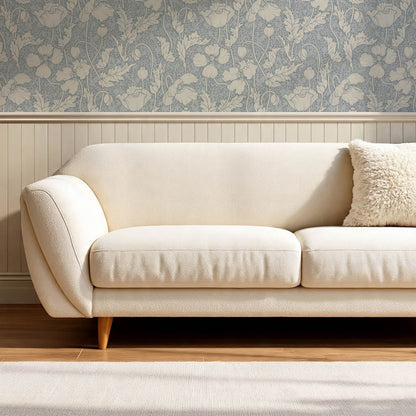 Astrella Poppy French Blue Ivory Wallpaper