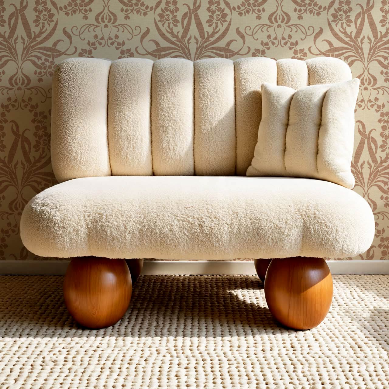 Ira Bulb Bloom Garden Clay Almond Wallpaper