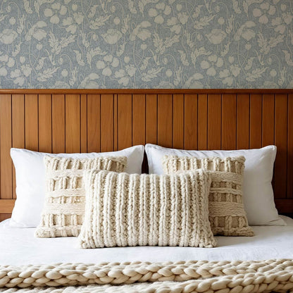Astrella Poppy French Blue Ivory Wallpaper