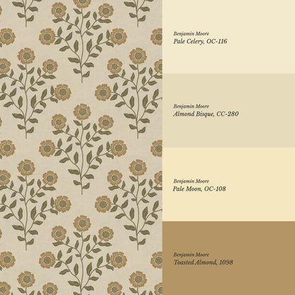 Irati Everbloom Mustard Warm Taupe Wallpaper