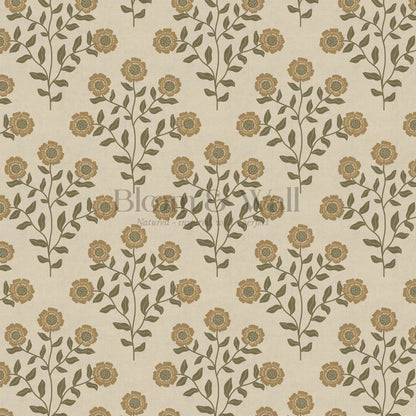 Irati Everbloom Mustard Warm Taupe Wallpaper