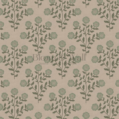 Irati Everbloom Stone Green Wallpaper