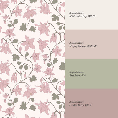 Irinia Columbine Trail Blush Pearl Wallpaper