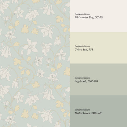 Irinia Columbine Trail Mint Lemon Wallpaper
