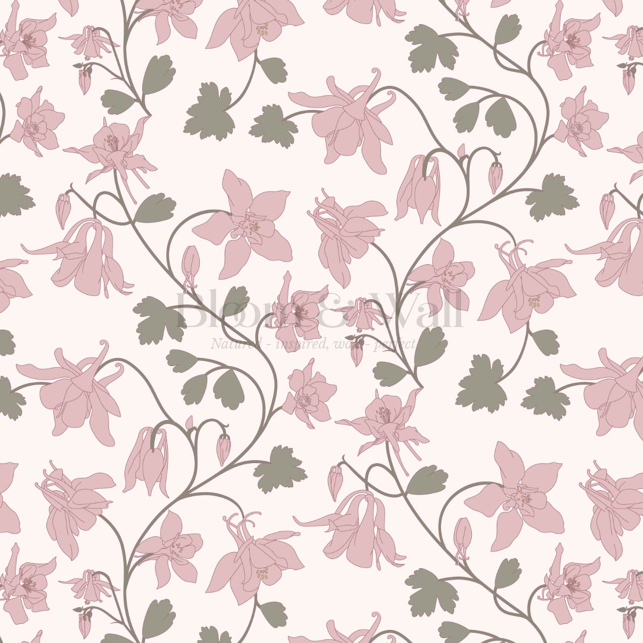 Irinia Columbine Trail Blush Pearl Wallpaper
