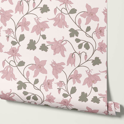 Irinia Columbine Trail Blush Pearl Wallpaper