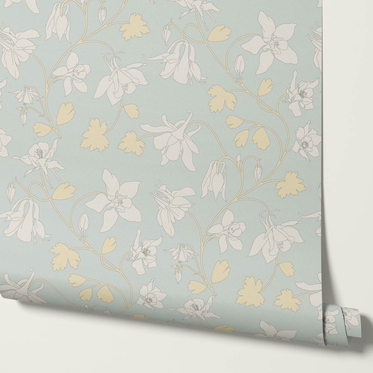 Irinia Columbine Trail Mint Lemon Wallpaper