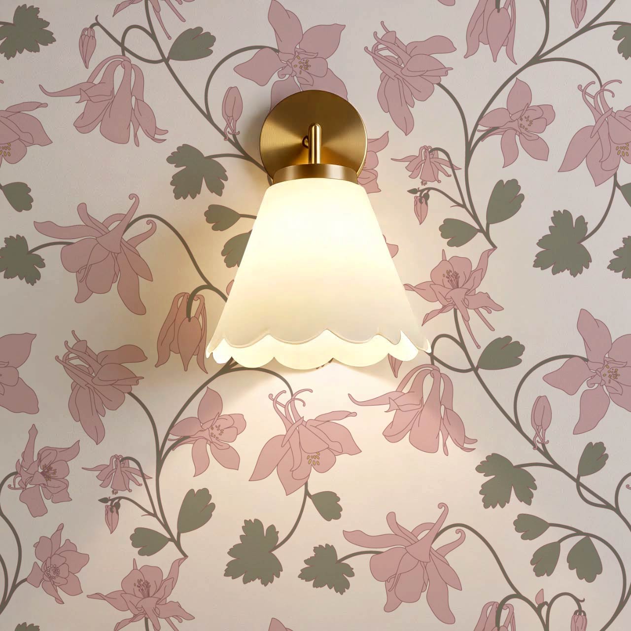 Irinia Columbine Trail Blush Pearl Wallpaper