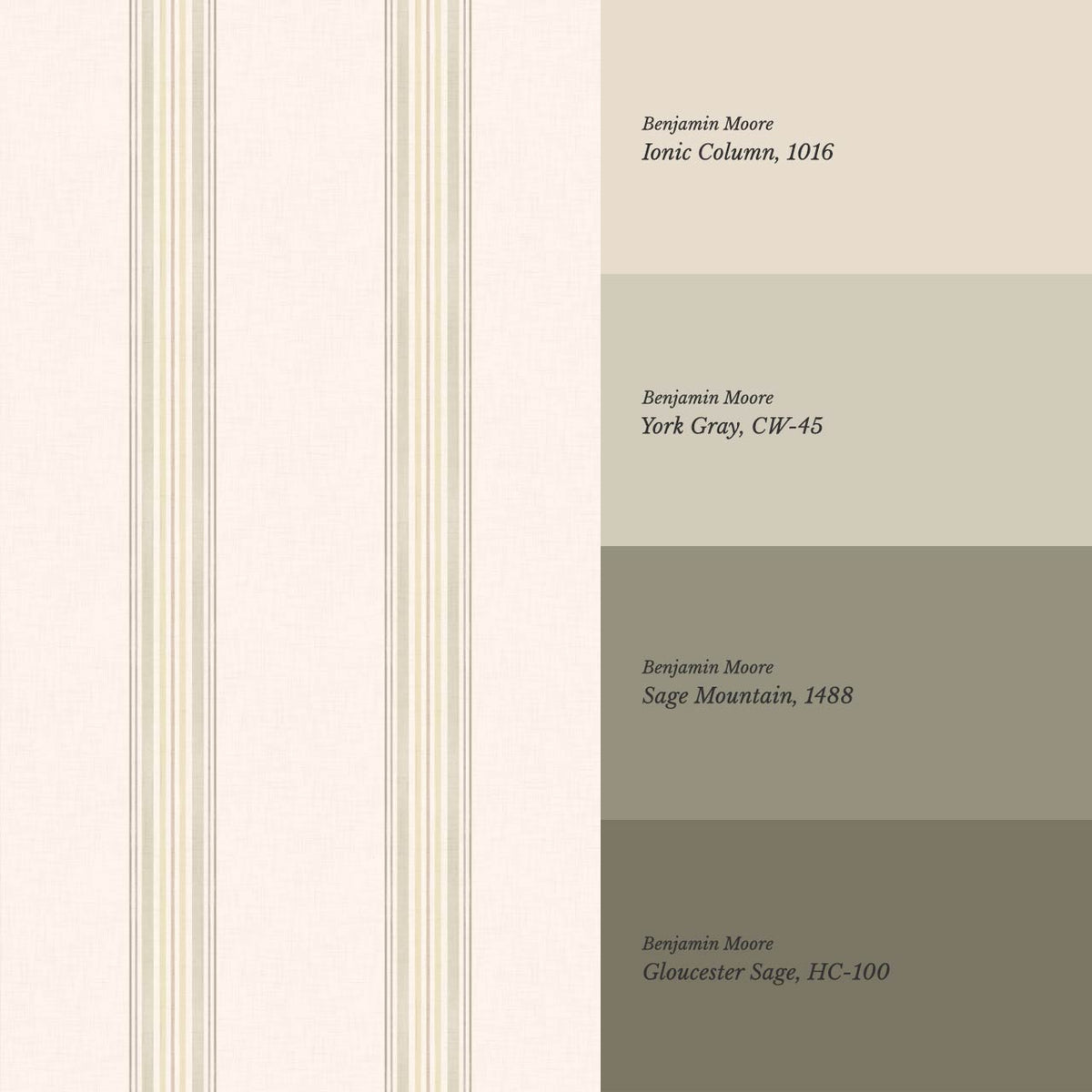Iris Stripes Cream Olive Wallpaper