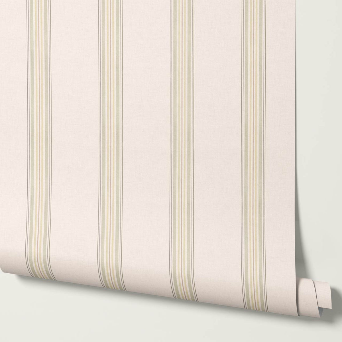 Iris Stripes Cream Olive Wallpaper