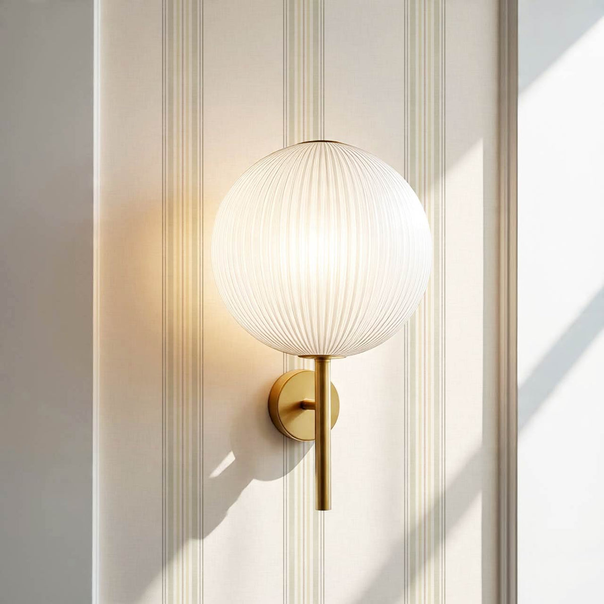 Iris Stripes Cream Olive Wallpaper