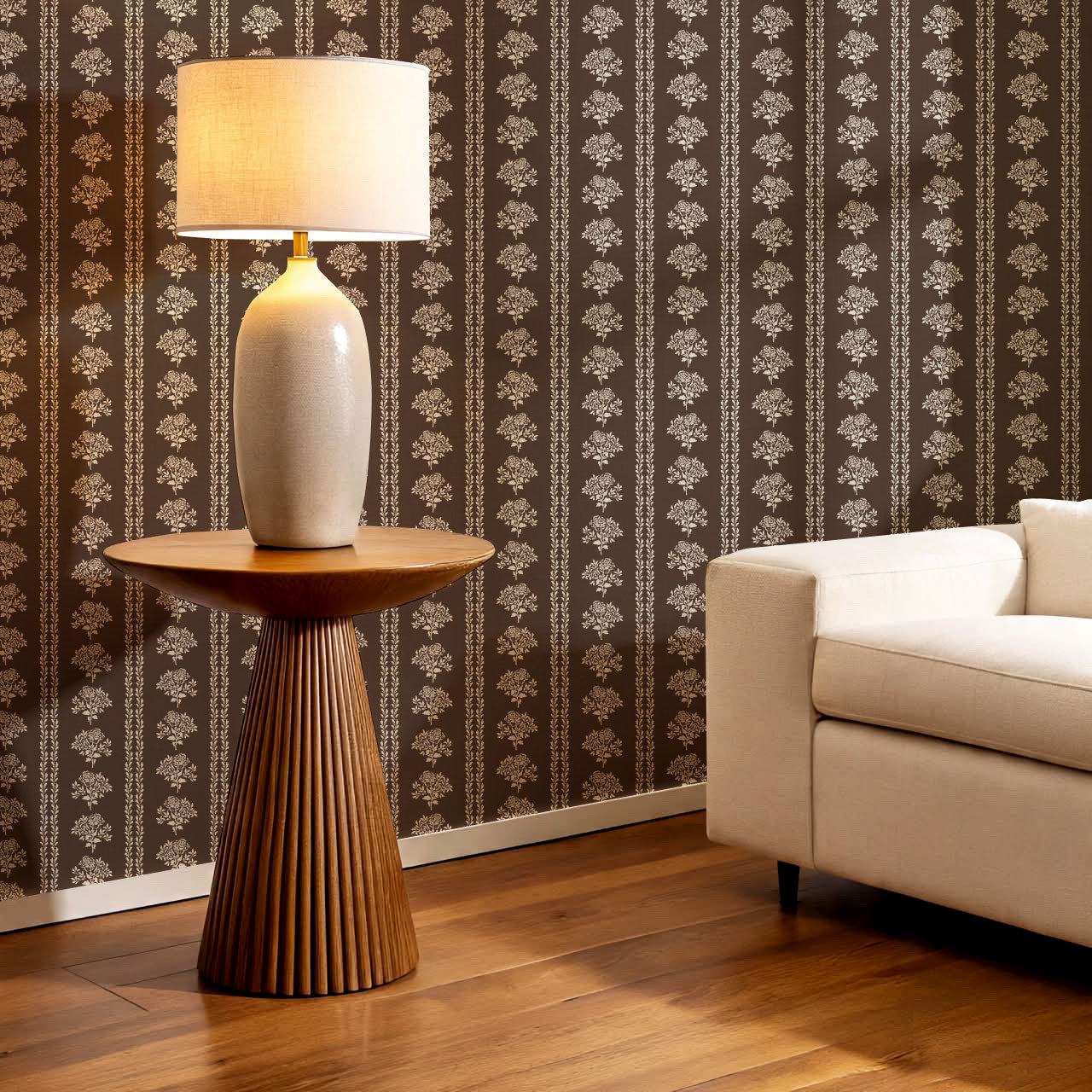 Irma Rose Vines Chocolate Wallpaper